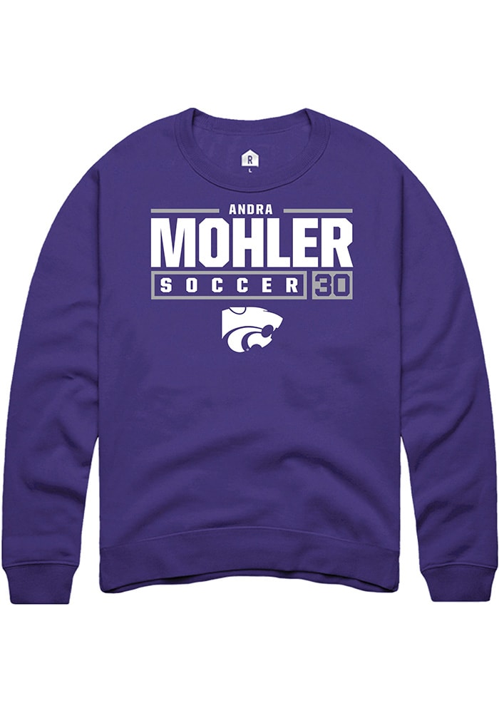 Andra Mohler Rally K-State Wildcats Mens Purple NIL Stacked Box Long Sleeve Crew Sweatshirt