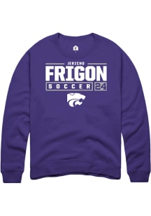 Jericho Frigon  Rally K-State Wildcats Mens Purple NIL Stacked Box Long Sleeve Crew Sweatshirt