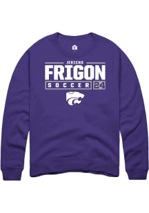 Jericho Frigon Rally Mens Purple K-State Wildcats NIL Stacked Box Crew Sweatshirt