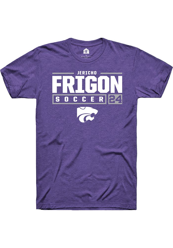 Jericho Frigon K-State Wildcats Purple Rally NIL Stacked Box Short Sleeve T Shirt