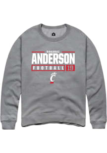 Dakarai Anderson Rally Mens Graphite Cincinnati Bearcats NIL Stacked Box Crew Sweatshirt