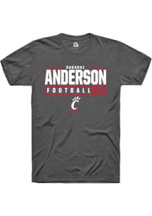 Dakarai Anderson Dark Grey Cincinnati Bearcats NIL Stacked Box Short Sleeve T Shirt