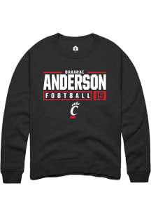 Dakarai Anderson Rally Mens Black Cincinnati Bearcats NIL Stacked Box Crew Sweatshirt