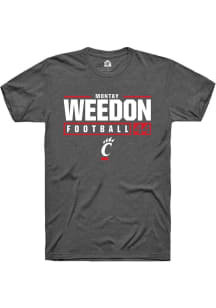 Montay Weedon Dark Grey Cincinnati Bearcats NIL Stacked Box Short Sleeve T Shirt