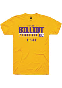 Kylan Billiot  LSU Tigers Gold Rally NIL Stacked Box Short Sleeve T Shirt