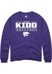 Juliann Kidd Rally Mens Purple K-State Wildcats NIL Stacked Box Crew Sweatshirt