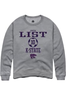 Porter List Rally Mens Graphite K-State Wildcats NIL Sport Icon Crew Sweatshirt