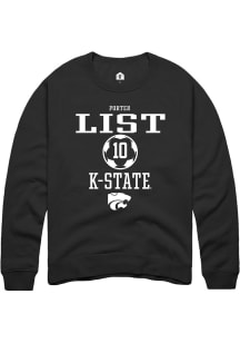 Porter List Rally Mens Black K-State Wildcats NIL Sport Icon Crew Sweatshirt