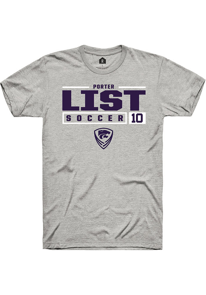 Porter List K-State Wildcats Grey Rally NIL Stacked Box Short Sleeve T Shirt