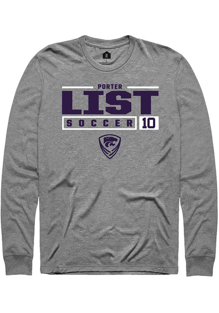 Porter List K-State Wildcats Grey Rally NIL Stacked Box Long Sleeve T Shirt