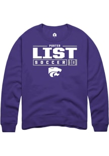 Porter List Rally Mens Purple K-State Wildcats NIL Stacked Box Crew Sweatshirt