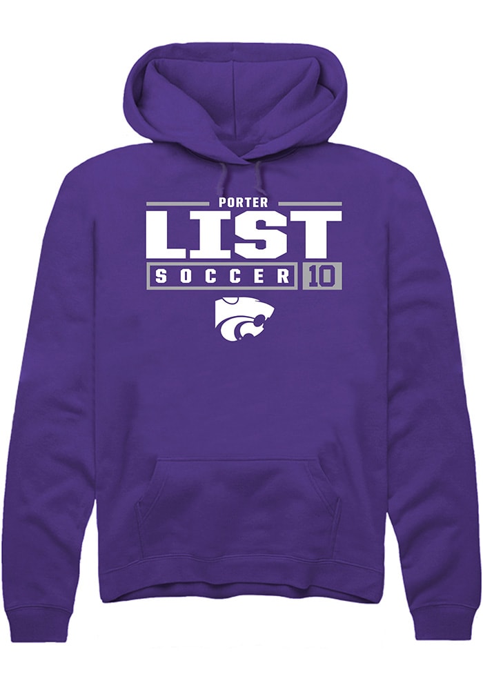 Porter List Rally K-State Wildcats Mens Purple NIL Stacked Box Long Sleeve Hoodie