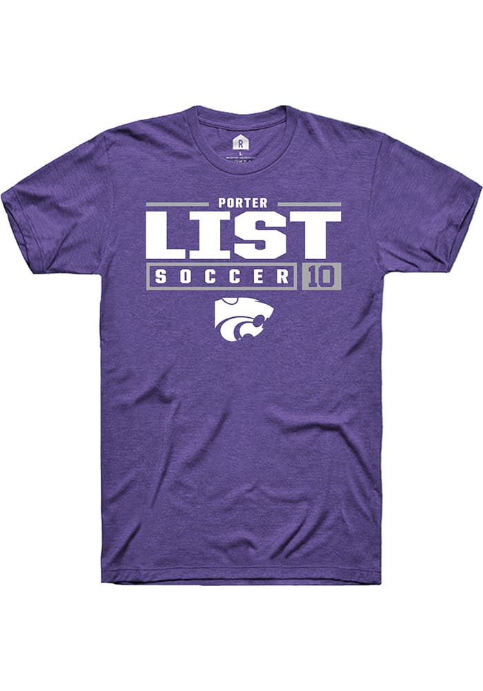Porter List K-State Wildcats Purple Rally NIL Stacked Box Short Sleeve T Shirt