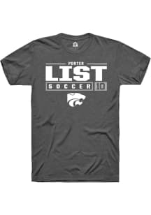 Porter List Dark Grey K-State Wildcats NIL Stacked Box Short Sleeve T Shirt