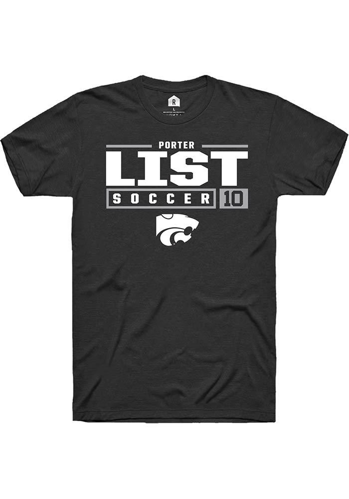 Porter List K-State Wildcats Black Rally NIL Stacked Box Short Sleeve T Shirt