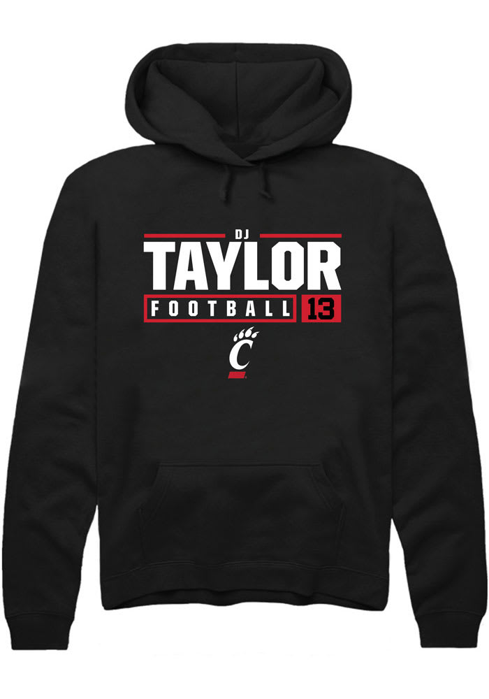 D.J. Taylor Rally Cincinnati Bearcats Mens NIL Stacked Box Long Sleeve Hoodie