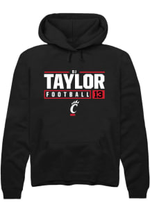 D.J. Taylor  Rally Cincinnati Bearcats Mens Black NIL Stacked Box Long Sleeve Hoodie