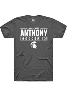 Mackenzie Anthony Dark Grey Michigan State Spartans NIL Stacked Box Short Sleeve T Shirt