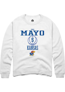 Zeke Mayo  Rally Kansas Jayhawks Mens White NIL Sport Icon Long Sleeve Crew Sweatshirt