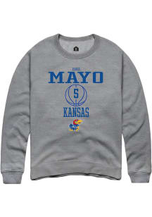 Zeke Mayo  Rally Kansas Jayhawks Mens Graphite NIL Sport Icon Long Sleeve Crew Sweatshirt