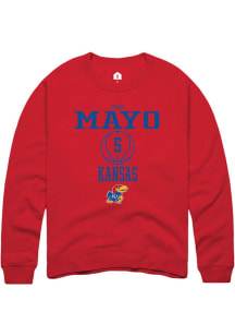Zeke Mayo  Rally Kansas Jayhawks Mens Red NIL Sport Icon Long Sleeve Crew Sweatshirt