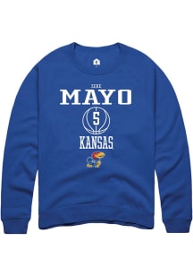 Zeke Mayo  Rally Kansas Jayhawks Mens Blue NIL Sport Icon Long Sleeve Crew Sweatshirt