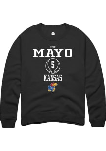 Zeke Mayo  Rally Kansas Jayhawks Mens Black NIL Sport Icon Long Sleeve Crew Sweatshirt