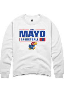 Zeke Mayo  Rally Kansas Jayhawks Mens White NIL Stacked Box Long Sleeve Crew Sweatshirt
