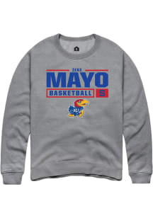 Zeke Mayo  Rally Kansas Jayhawks Mens Graphite NIL Stacked Box Long Sleeve Crew Sweatshirt