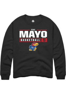 Zeke Mayo  Rally Kansas Jayhawks Mens Black NIL Stacked Box Long Sleeve Crew Sweatshirt