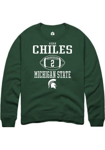 Aidan Chiles  Rally Michigan State Spartans Mens Green NIL Sport Icon Long Sleeve Crew Sweatshir..