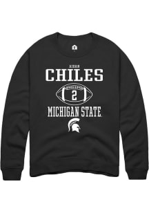 Aidan Chiles  Rally Michigan State Spartans Mens Black NIL Sport Icon Long Sleeve Crew Sweatshir..