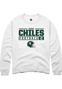 Aidan Chiles  Rally Michigan State Spartans Mens White NIL Stacked Box Long Sleeve Crew Sweatshi..