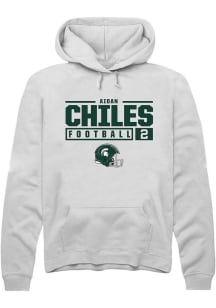 Aidan Chiles  Rally Michigan State Spartans Mens White NIL Stacked Box Long Sleeve Hoodie