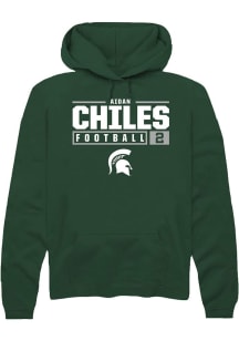 Aidan Chiles  Rally Michigan State Spartans Mens Green NIL Stacked Box Long Sleeve Hoodie