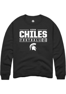 Aidan Chiles  Rally Michigan State Spartans Mens Black NIL Stacked Box Long Sleeve Crew Sweatshi..