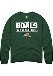 Chase Boals  Rally Ohio Bobcats Mens Green NIL Stacked Box Long Sleeve Crew Sweatshirt