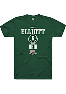 Elijah Elliott  Ohio Bobcats Green Rally NIL Sport Icon Short Sleeve T Shirt