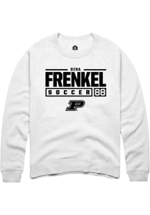 Dina Frenkel Rally Mens White Purdue Boilermakers NIL Stacked Box Crew Sweatshirt