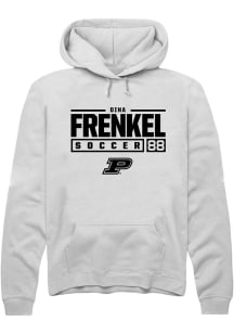Dina Frenkel Rally Mens White Purdue Boilermakers NIL Stacked Box Hooded Sweatshirt