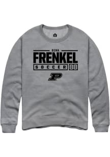 Dina Frenkel Rally Mens Graphite Purdue Boilermakers NIL Stacked Box Crew Sweatshirt