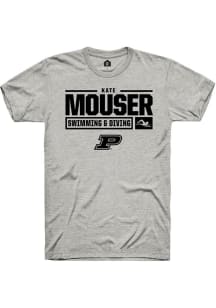 Kate Mouser Ash Purdue Boilermakers NIL Stacked Box Short Sleeve T Shirt
