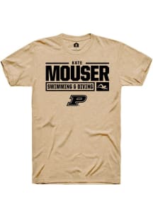 Kate Mouser Gold Purdue Boilermakers NIL Stacked Box Short Sleeve T Shirt