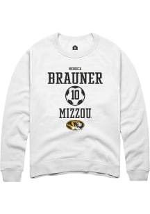 Monica Brauner  Rally Missouri Tigers Mens White NIL Sport Icon Long Sleeve Crew Sweatshirt