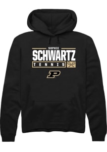 Sophie Schwartz Rally Mens Black Purdue Boilermakers NIL Stacked Box Hooded Sweatshirt