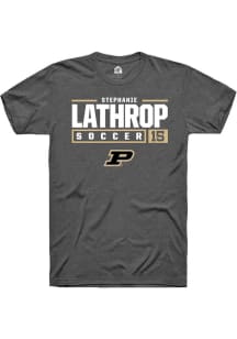 Stephanie Lathrop Dark Grey Purdue Boilermakers NIL Stacked Box Short Sleeve T Shirt