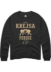 Wyatt Krejsa Rally Mens Black Purdue Boilermakers NIL Sport Icon Crew Sweatshirt