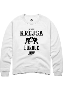 Wyatt Krejsa Rally Mens White Purdue Boilermakers NIL Sport Icon Crew Sweatshirt