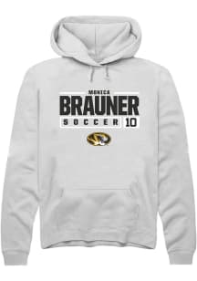 Monica Brauner  Rally Missouri Tigers Mens White NIL Stacked Box Long Sleeve Hoodie