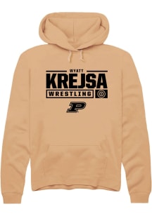 Wyatt Krejsa Rally Mens Gold Purdue Boilermakers NIL Stacked Box Hooded Sweatshirt